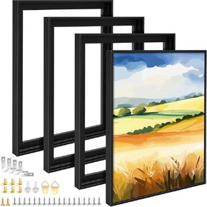 Suzile 4 Pack Floating Frames for Canvas 16 x 20, 0.6"-0.9" Deep Painting Prints Wall Photo Picture Canvas Panel Floater Frame for Living Room Bedroom Canvas Frame for Artwork (White)