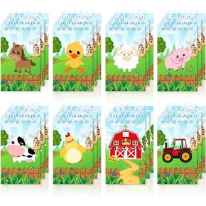 24 Pieces Mini Farm Animal Notepad Farm Party Favors Spiral Notepads Bulk Teacher Classroom Reward Prizes Pinata Gift Bags Suffer Fillers for Girls Boys Birthday Party Baby Shower (Cute Style)
