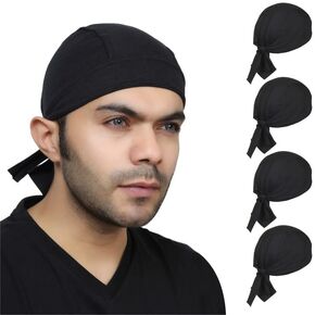 BISMAADH Cooling Helmet Liner - 5 Pieces Do Rag Sweat Wicking Skull Cap for Men - Head Bandana, Pirate Hat for All Activity