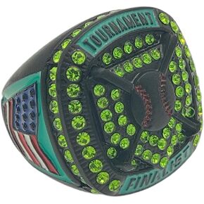 Discount Sports Rings Home Plate BLACK BODY Finalist Ring, Premium Softball Baseball Ring/Player/Team Awards/Tournament Rings