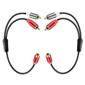 RCA Stereo Y Splitter Cable 1 RCA Female to 2 RCA Female Subwoofer Auxiliary Audio Cable RCA Audio Adapter Extender Cord for Subwoofer Amplifier Hi-Fi System Home Theater 0.98FT (2PCS)