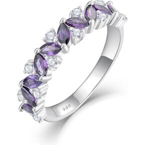 STARCHENIE Marquise & Round CZ Ring | 925 Sterling Silver Eternity Band | 5mm Stackable Rings for Women