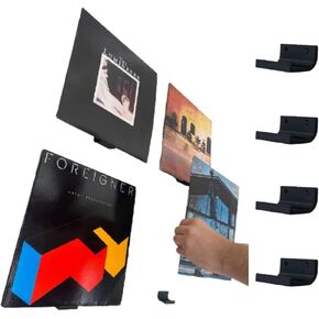Vinyl Record Shelf Wall Mount- 4-Pack | Floating Shelf Holder Display Rack | Album Art Gallery | Daily LP Hanger for Home, Apartment, & Office (Black, 4-Record)