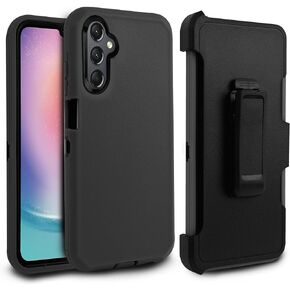 for Samsung Galaxy A25 5G case,Heavy Duty Hard Shockproof Armor Protector Case Cover with Belt Clip Holster Built in Screen Protector for Samsung Galaxy A24 4G (Black) in Kuwait