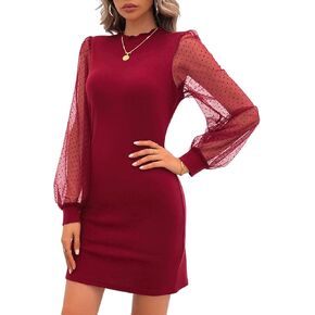 VIMPUNEC Women Fall Long Sleeve Knit Bodycon Dress Wedding Guest Cocktail Date Night Party Mini Dresses