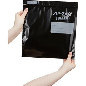 Zip Zag Bags Black 10x Half Pound Bags - Airtight Bags, Resealable, Reusable, Anti-Puncture, Washable, Food Safe, Treated for no Static, for Dry Herbs and Spices