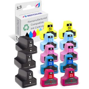 02 Ink for HP 02 Ink Cartridges for HP C6280 Ink cartridges Photosmart c7250 Ink C7200 C6180 C5280 (12 Pack + 1 Black)