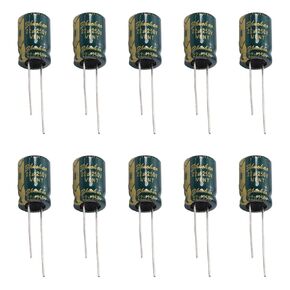 Fielect 10Pcs Aluminum Radial Electrolytic Capacitor Low ESR Green 22uF 250V 10x16mm High Ripple Current,Low Impedance for TV, LCD Monitor, Radio, Stereo, Game