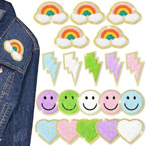 20 Pcs Iron On Patches Cute, Iron on Patches for Clothes Fabric Jackets Jeans DIY Phone Backpacks Hat Repair Decor Craft