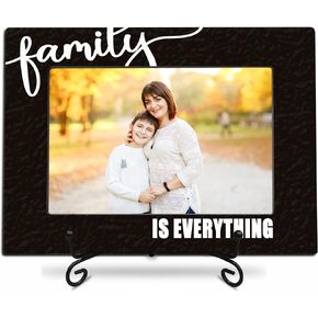 4"X 6" Wooden Photo Frame With A Metal Stand, Family Is Everything - Black & White Wooden Picture Frame Gift For Family, Tabletop Photo Display, Home Decor & Accessories(Horizontal) - 07