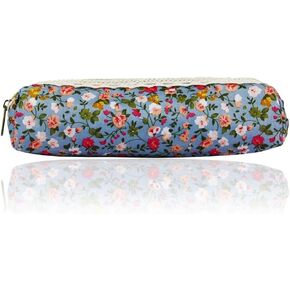 BWESOO Sky Blue Fashion Flower Print Pencil Case Pen Bags Zipper Bag Stationery Pouches Pencil Holders and Pen Holders Zipper Design, Easy To Open Cloth, for adults