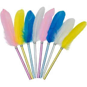 Maydahui 24PCS Natural Goose Feather Rollerball Pen Fashion Cute Kawaii Pens Black Gel Ink Pens for Student Girls