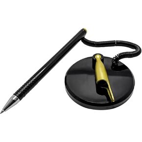 Gel Pen – Gel Pen with Chain and Base – 3-Pcs Pen Pack with Office Desk Pen Holder – 1mm Ballpoint Black Gel Pen with Ball Holder – Ideal for Reception, Bank, Office, Store, Counter in Saudi Arabia