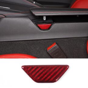 Daeiclru Real Carbon Fiber Car Armrest Storage Button Switch Cover Compatible with Chevrolet Corvette C8 2020-2023, Center Console Armrest Box Switch Trim Cover Accessories (Black)