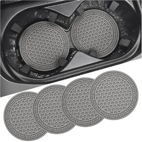 4PCS Car Cup Coaster, PVC Non-Slip Cup Holders Insert Coaster, 2.75 Inch Waterproof Drink Mat for Women and Men, Car Accessories Tabletop Protection and Decor for Most Car (Black)