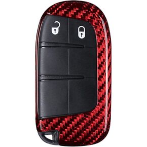 Genuine Carbon Fiber Key Fob Cover for Jeep Compass Grand Cherokee SRT Renegade Trailhawk Smart Car Remote Key Fob Case for Men Women - A Style - Black