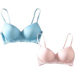 2Pcs Women Silk Bra Ultra Soft Underwear Wireless Bra Breathable Smooth T-Shirt Bra