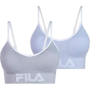 Fila Women's 2-Pack Classic Seamless Logo Cami Low Impact Sports Bra with Adjustable Straps