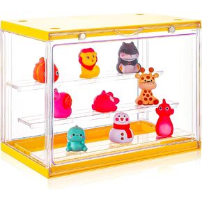 Clear Assemble Display Case with Magnetic Door for Action Figures, 3 Tier Stackable Transparent Dustproof Storage Blind Case for Shoe Miniature Collectibles Protection Showcase,Orange Pink in Kuwait