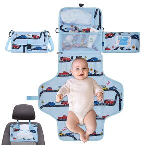 MiniDappers Baby Portable Changing Pad Travel, Waterproof Diaper Changing Mat with Shoulder Strap, Lightweight & Foldable Changing Station, Newborn Changing Mat, Baby Bag Registry Baby Shower Gifts