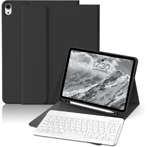 Keyboard Case for iPad 10th Generation (2022) 10.9 Inch, Wireless Bluetooth Detachable Keyboard, Thin & Lightweight Protective Cover with Pencil Holder for iPad 10th Generation, Black