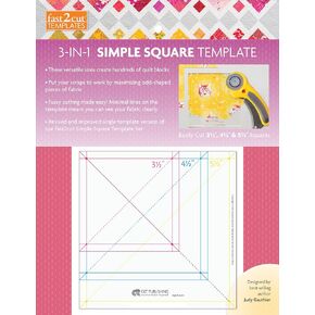 Fast2cut 3-in-1 Simple Square Template: Easily Cut 3 1/2 , 4 1/2 & 5 1/2 Squares