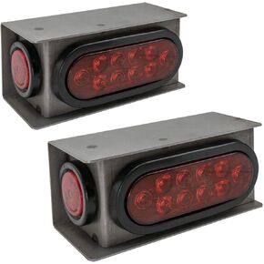 Long Hail Trailer Truck HD Steel Housing Box Clear/Red LED 6" Oval Light | 2" Round Light