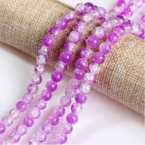 265pcs Crackle Glass Beads, 6mm Crystal Glass Beads for Jewelry Making, Round Spacer Beads, Crafts Crystal Beads Bulk Loose Beads for DIY Craft Earring Necklace Bracelet Jewelry White