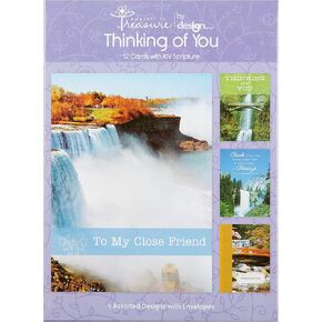 Boxed Cards: Thinking of You with KJV Scripture- Waterfalls
