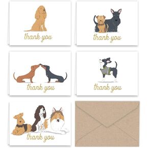 مجموعة بطاقات الملاحظات من Paper Frenzy Dogs، شكرًا لك، 25 حزمة مع مظاريف كرافت in Kuwait