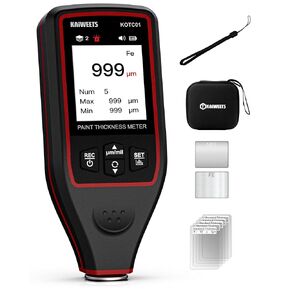 Rechargeable Paint Thickness Gauge, KAIWEETS Paint Meter for Cars with 4-direction Rotating Screen, 0-1700μM Paint Thickness Meter with Limit Alarm/Data Storage/Automatically Identify Substrate