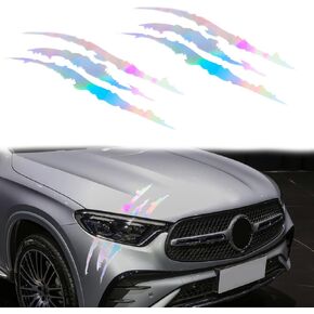 2PCS Car Stickers Reflective Monster Claw Scratch Marks Light Bumper Sticker Waterproof Decal, Claw Marks Decal Reflective Sticker for Car Headlamp, Motorbike, Truck Decal Decoration, Laser