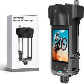 CYNOVA Insta 360 X4 Utility Frame with Silicone Lens Cover for Insta360 X4 Accessories, Compatible with Standard/Premium Lens Guard, Aluminum Cage Cold Shoe Mount for Other Camera Accessories