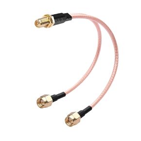 YAODHAOD SMA Splitter Cable SMA Male to RP-SMA Dual Female Connector Cable Coaxial RG316 LTE Antenna Extension Cable Compatible (15cm/6 inch) (SMA male to Dual RP-SMA female)