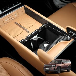 YOUTOOCAR ABS Carbon Fiber Style Front Water Cup Holder Cover Trim Compatible with Hyundai Santa FE 2024 Accessories