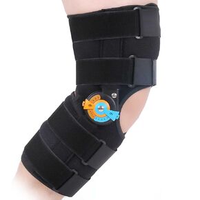 Hinged Knee Brace with Side Stabilizers ROM Knee Support Adjustable Knee Immobilizer for Knee Pain ACL MCL PCL Arthritis Meniscus Tear Post OP Recovery for Men and Women (L)