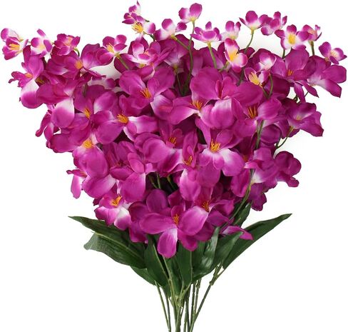 27'' Artificial Orchid Stems Purple Blue Silk Turquoise Orchids Flowers for Wedding Bridal Bouquet Boutonniere Wreath Table Centerpiece Outdoor Decor (12 Stems) in Saudi Arabia