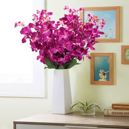 27'' Artificial Orchid Stems Purple Blue Silk Turquoise Orchids Flowers for Wedding Bridal Bouquet Boutonniere Wreath Table Centerpiece Outdoor Decor (12 Stems) in Saudi Arabia