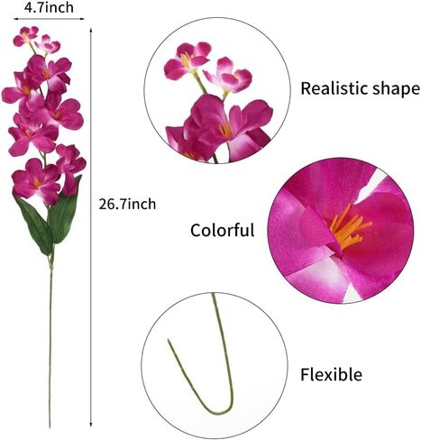 27'' Artificial Orchid Stems Purple Blue Silk Turquoise Orchids Flowers for Wedding Bridal Bouquet Boutonniere Wreath Table Centerpiece Outdoor Decor (12 Stems) in Saudi Arabia