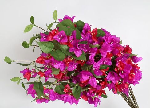 Bougainvillea Artificial Flowers 12PCS Silk Bougainvillea 31.50" Long Stem Fake Bougainvillea Branches Pink Faux Flowers Vines for Wedding Centerpieces Home Garden DIY Decor (Deep Pink) in Saudi Arabia