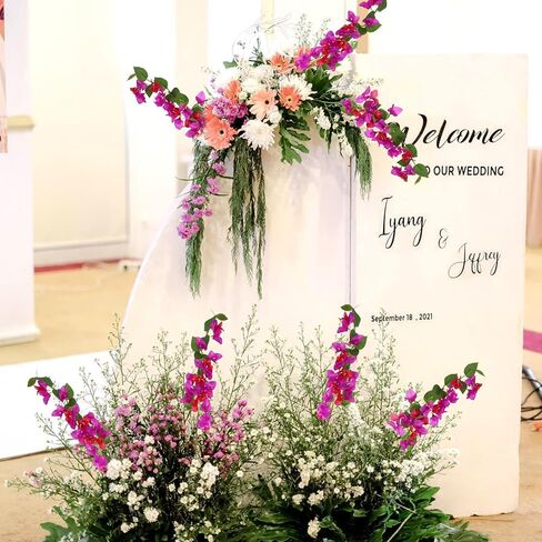 Bougainvillea Artificial Flowers 12PCS Silk Bougainvillea 31.50" Long Stem Fake Bougainvillea Branches Pink Faux Flowers Vines for Wedding Centerpieces Home Garden DIY Decor (Deep Pink) in Saudi Arabia