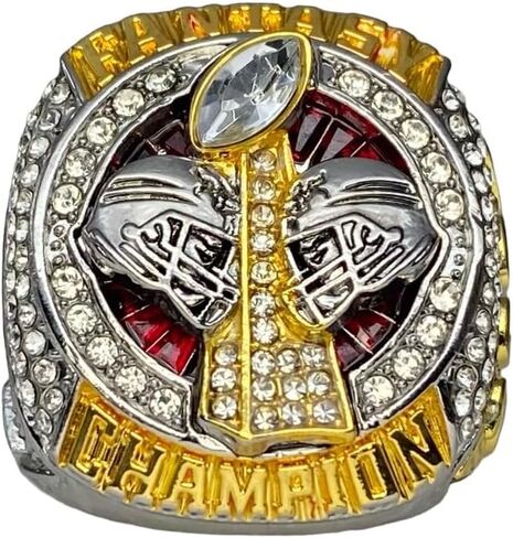 2023 Fantasy Football Championship Ring | Premium Silver and Gold Tone Award Trophy for FFL Champion | Stand included in Saudi Arabia