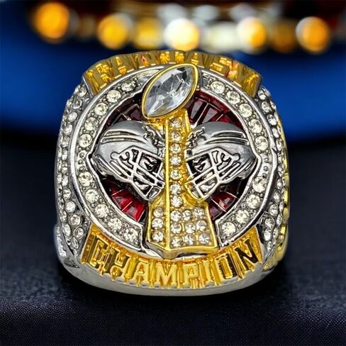 2023 Fantasy Football Championship Ring | Premium Silver and Gold Tone Award Trophy for FFL Champion | Stand included in Saudi Arabia