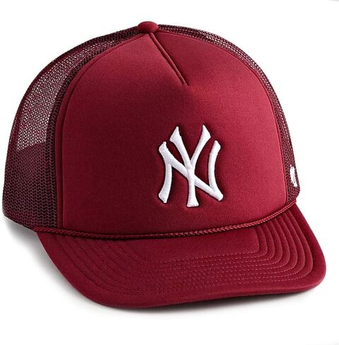47 New York Yankees (NY Yankees) Mens Womens Adjustable Trucker Hat Foam Front Mesh Baseball Cap, Snapback, Red, One Size in Saudi Arabia