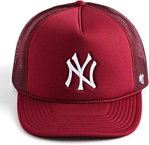 47 New York Yankees (NY Yankees) Mens Womens Adjustable Trucker Hat Foam Front Mesh Baseball Cap, Snapback, Red, One Size in Saudi Arabia
