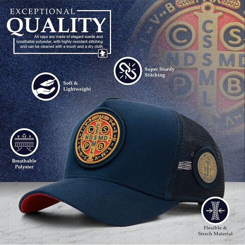 ساكوديدو | قبعة سائق الشاحنة Saint Benedict - قبعات Snapback، قابلة للتعديل، للجنسين، رائعة للصيد in Kuwait