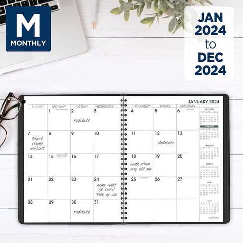 AT-A-GLANCE 2024 Monthly Planner, 7" x 8-3/4", Medium, Large Print, Black (70LP090524) in Saudi Arabia