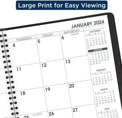 AT-A-GLANCE 2024 Monthly Planner, 7" x 8-3/4", Medium, Large Print, Black (70LP090524) in Saudi Arabia