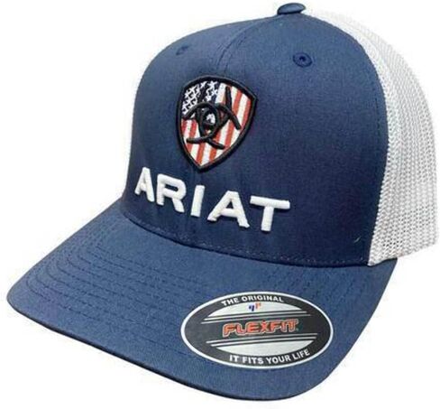قبعة ARIAT للرجال باللون الأزرق الداكن بشعار Flexfit USA Shield in Saudi Arabia