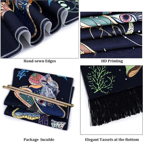 Racunbula Mushroom Tapestry Blacklight Sun Moon Tapestry Vertical Floral Butterfly Tapestry Galaxy Stars Tapestry Hippie Abstract Tapestry Wall Hanging for Bedroom (Moon) in Saudi Arabia